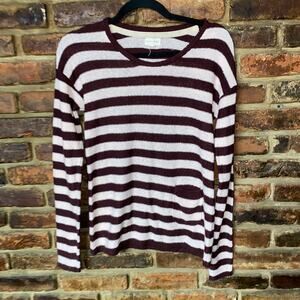 Maison Jules Burgundy Pink Striped Knit Lightweight Top Women's Size XS